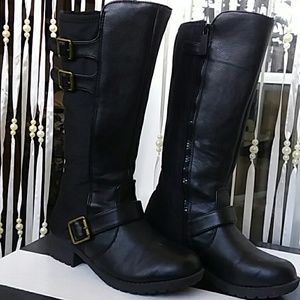 Tommy Hilfiger Charlotte Tall Black Boots w/Buckle